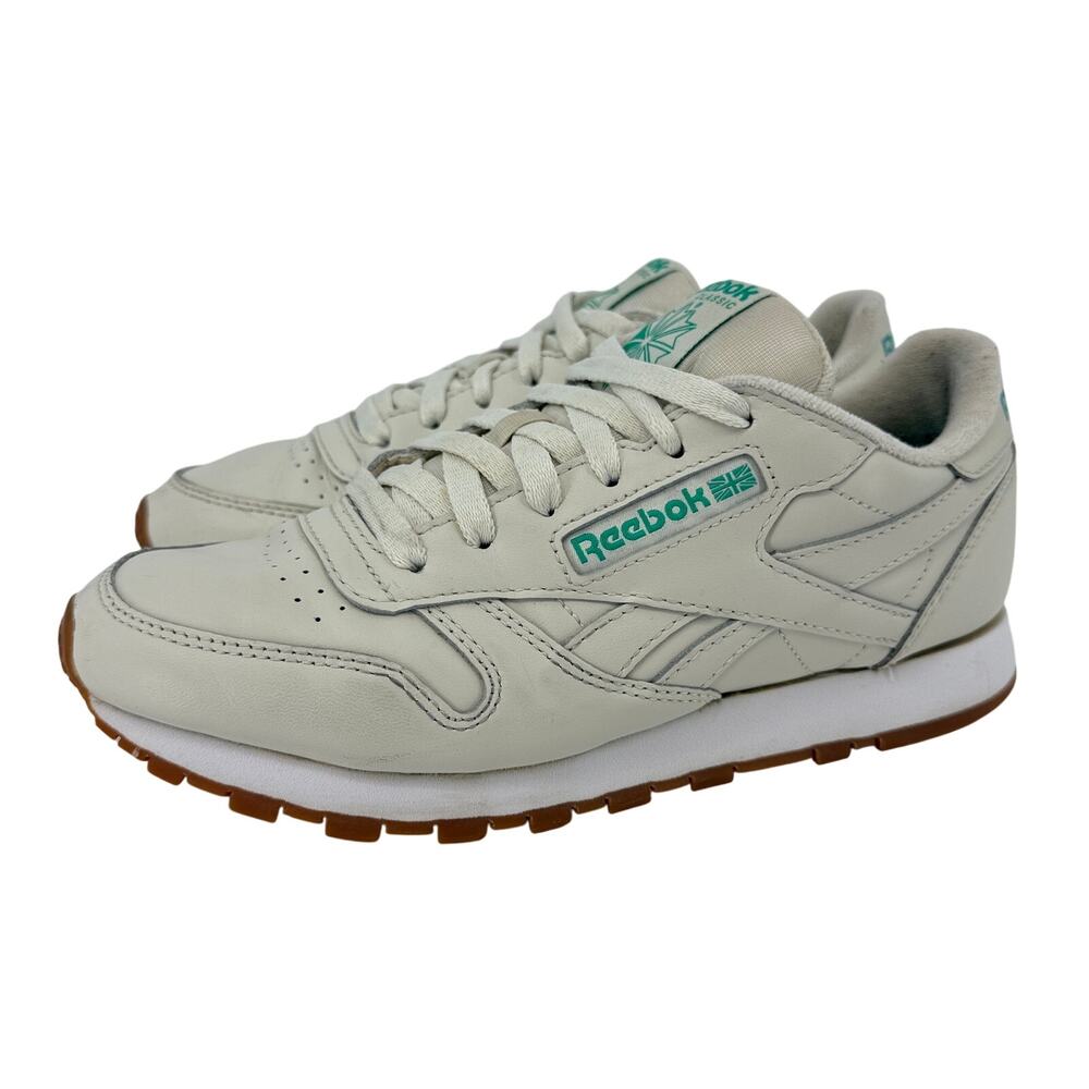 Reebok Classic Leather Sneakers Women’s 7.5 Chalk Court Green FV1080